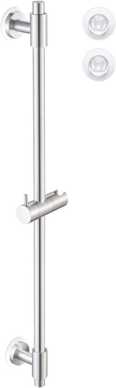 Photo 1 of KES Shower Slide Bar 30-Inch with Adjustable Shower Head Holder, SUS 304 Stainless Steel Drill-free Mounted Shower Bar Brushed Finish, F209S78DF-BS 