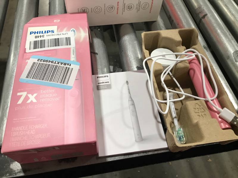 Photo 2 of Philips Sonicare 4100 Power Toothbrush, Rechargeable Electric Toothbrush with Pressure Sensor, Deep Pink HX3681/26 Pink New 4100