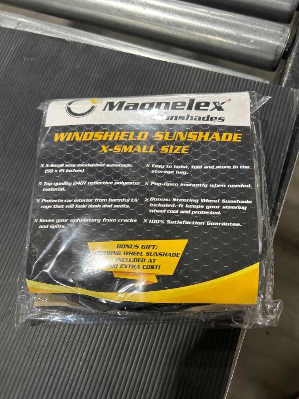 Photo 1 of Magnelex Windshield Sun Shade for Jeep Wrangler, Rubicon, Gladiator with Bonus Steering Wheel Sun Shade. 240T Reflective Fabric Blocks Sun. Foldable Sun Shield Keeps Your Vehicle Cool X-SMALL - (59" x 21")