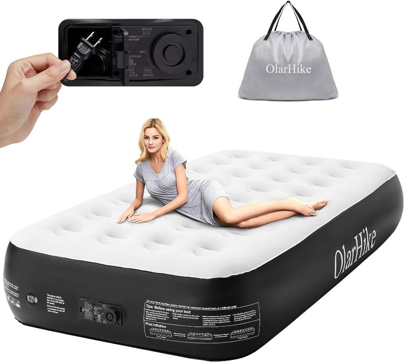 Photo 1 of OlarHike Twin Air Mattress with Built in Pump,Inflatable Blow Up Mattresses Storage Bag for Camping,Travel&Guests,13" Airbed-High Speed Inflation Black Bed,Camping Accessories,Indoor 