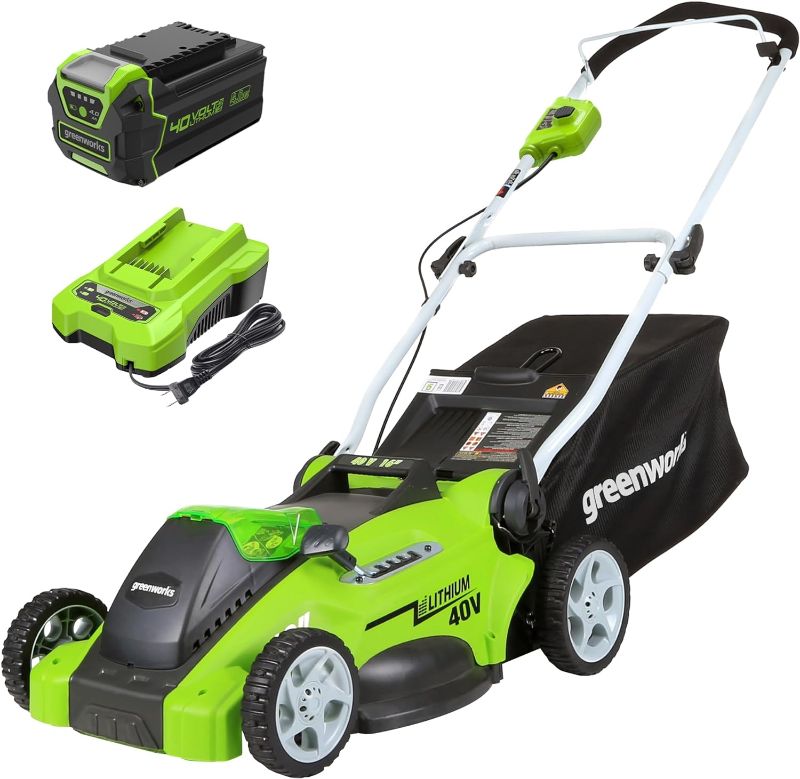 Photo 1 of Greenworks 40V 16" Cordless (Push) Lawn Mower (75+ Compatible Tools), 4.0Ah Battery and Charger Included
