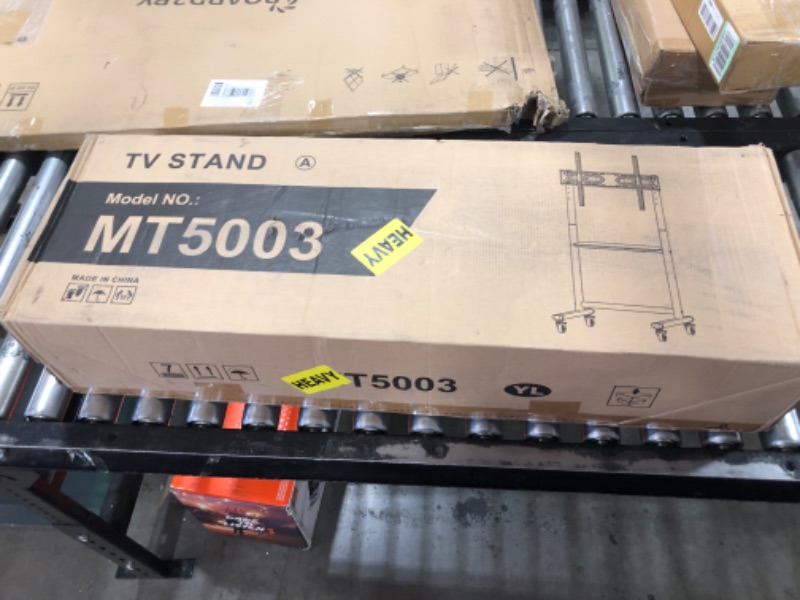 Photo 1 of Rfiver Heavy Duty Mobile TV Stand for 50-92 Inch Large TVs up to 200lbs, Height Adjustable Rolling TV Stand with Silent Wheel, Upgraded Floor TV Stand with AV Shelf for Living Room, Office, Trade Show