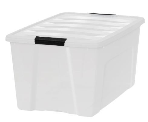 Photo 1 of IRIS USA 72 Qt. Plastic Storage Container Bin with Secure Lid and Latching Buckles, Pearl, Durable Stackable Nestable Organizing Tote Tub Box Toy General Organization Garage Large Pearl 72 Qt.