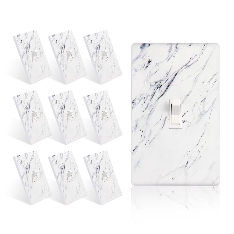 Photo 1 of FANYINTY Classic Marbling Pattern Design Style Single Pole Light Switch with Screwless Wall Plate Cover, Toggle Outlet Covers Rocker Electrical Decorative Plates, 15A/120V, UL Listed(10-Pack) 