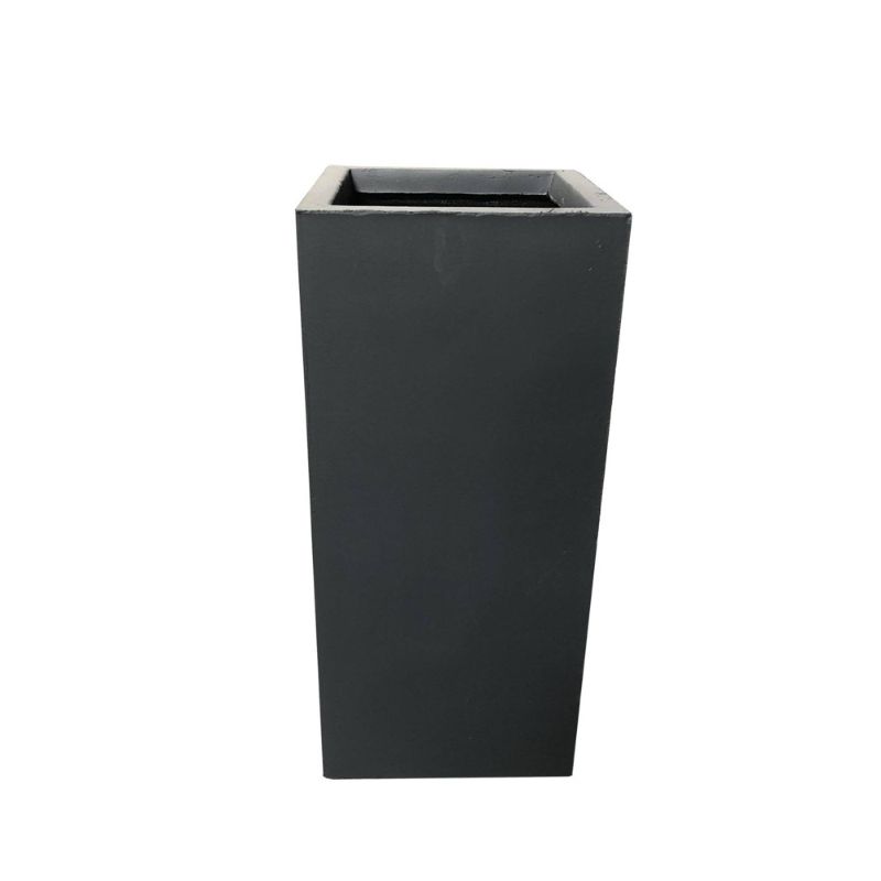 Photo 1 of KANTE 28 in. Tall Charcoal Lightweight Concrete Rectangle Modern Outdoor Planter, Grey