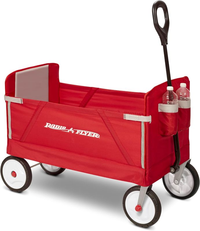 Photo 1 of Radio Flyer 3-in-1 EZ Folding Wagon Ride On For Kids, Garden, & Cargo, Red Collapsible Wagon 