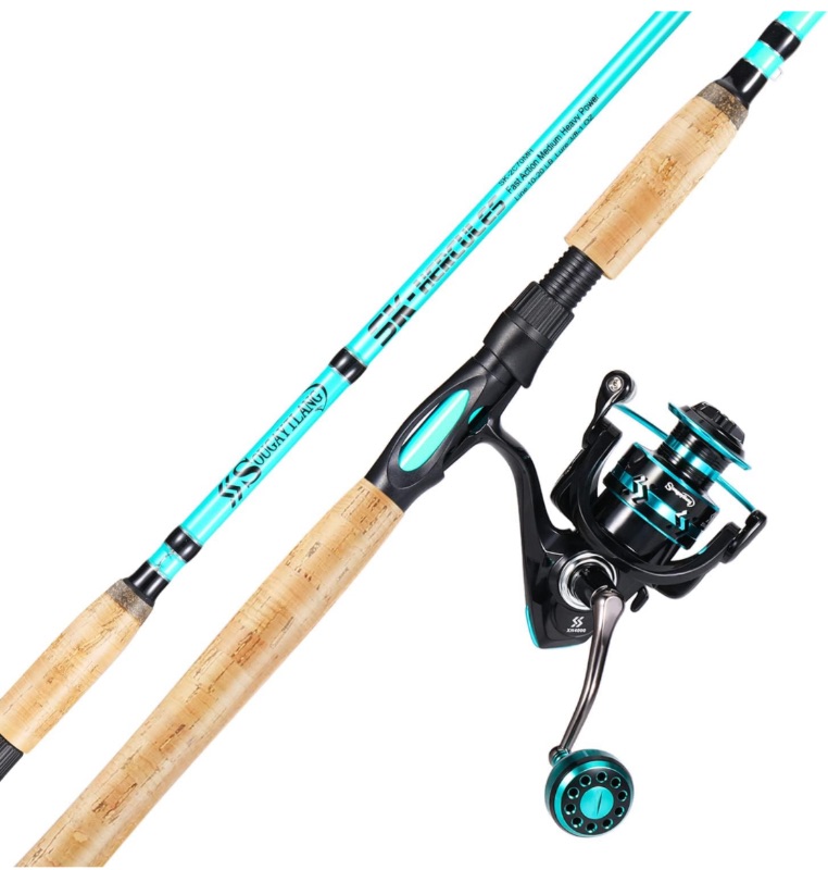 Photo 1 of Sougayilang 7’ Fishing Rod and Reel Spinning Combo, 2 Piece Fishing Rod, Size 4000 Reel, Right/Left Handle Position, Suitable for Inshore Fishing