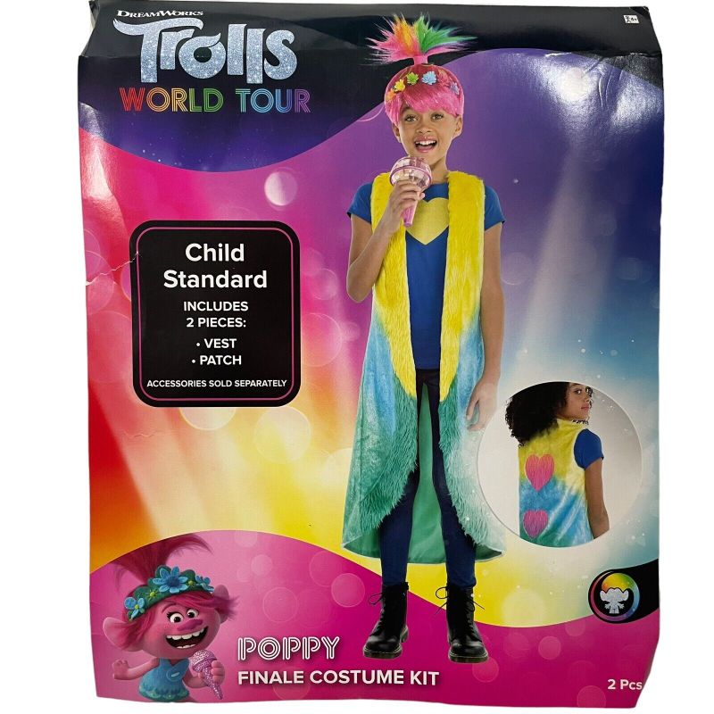Photo 1 of Trolls World Tour Poppy Costume Kit Child Standard Vest Finale Halloween NEW

