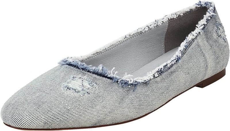 Photo 1 of 9 - Reitoye Women's Denim Ballet Flat Slip on Walking Flats