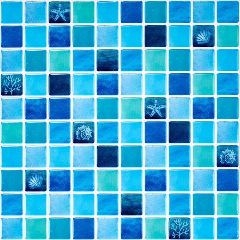 Photo 1 of Peel and Stick Backsplash Tiles, Mosaic Decorative Tile Stickers 10" X 10" for Bathroom and Kitchen(6 Pack) (Blue Ocean)