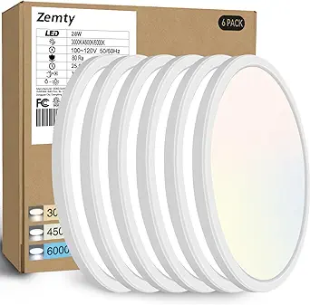 Photo 1 of 4PACK Flush Mount LED Ceiling Light Fixture Black, 12Inch 28Watt, Dimmable & 3000K-4500K-6000K 3 Color Selectable Ceiling Lamp 3200LM Low Profile Ceiling Light for Kitchen Bedroom Hallway Porch