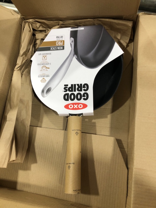 Photo 2 of OXO Good Grips Pro 12" Frying Pan Skillet, 3-Layered German Engineered Nonstick Coating, Dishwasher Safe, Oven Safe, Stainless Steel Handle, Black 12" Frying Pan Skillet Black