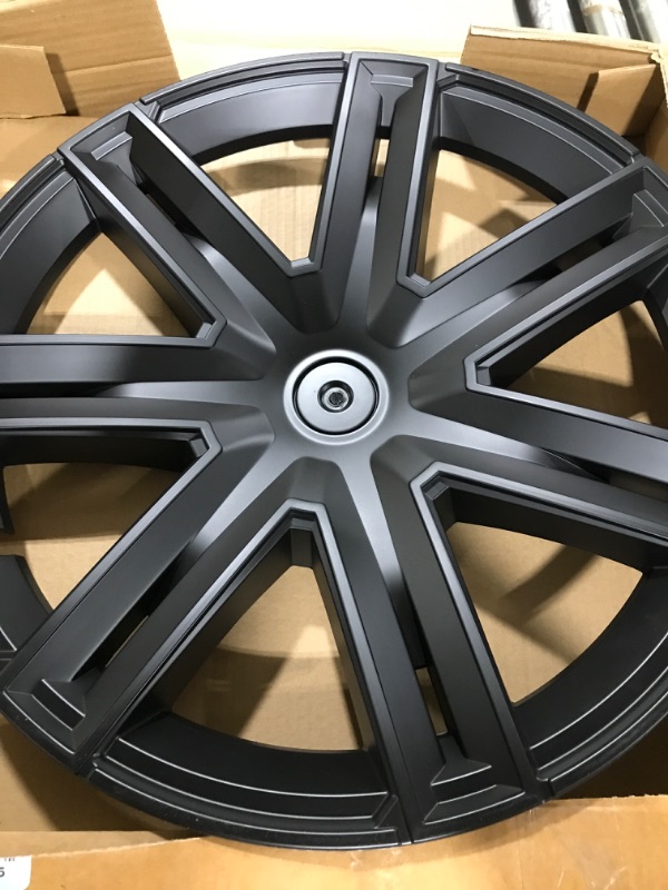 Photo 1 of Huray Hubcaps for Tesla Model Y 2019-2023 19 Inch Wheel Cover Hub Caps Replacement Cover Thunder Style, Tesla Model Y Exterior Accessories Set of 4 (Matte Black)