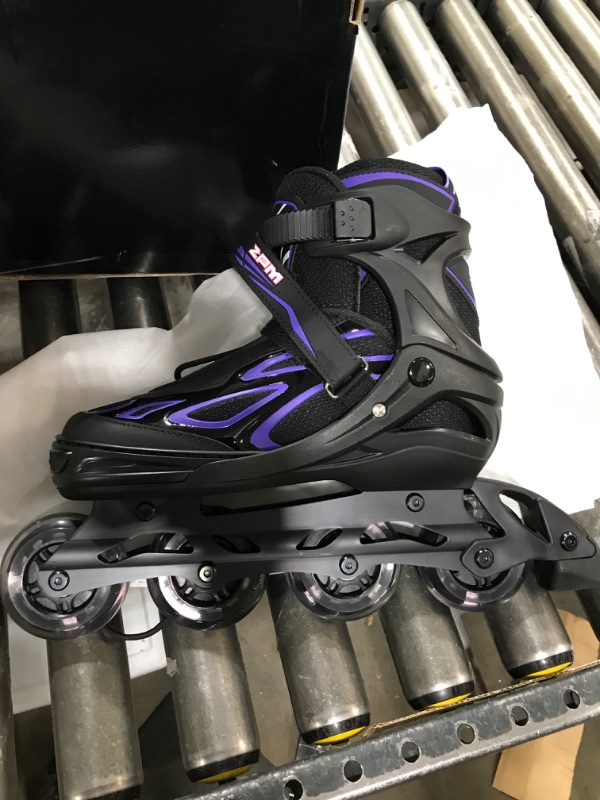 Photo 2 of 2PM SPORTS Vinal Girls Adjustable Flashing Inline Skates, All Wheels Light Up, Fun Illuminating Skates for Kids and Men Violet & Magenta X-Large - Adult (9.5W-12W/8.5M-10.5M)