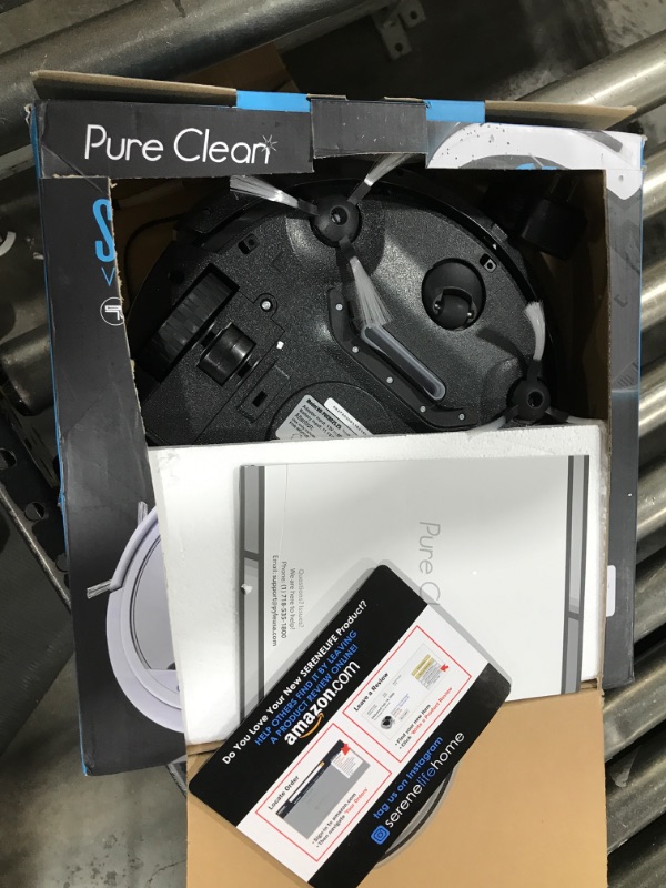 Photo 2 of SereneLife Pure Clean Automatic Robot Vacuum Cleaner-Upgraded Robotic Auto Home Cleaning for Clean Carpet Hardwood Floor-Bot Self Detects Stairs-HEPA Filter Pet Hair Allergies Friendly(PUCRC25.101) WhiteAutomatic Robot Vacuum Cleaner - Upgraded Robotic Au