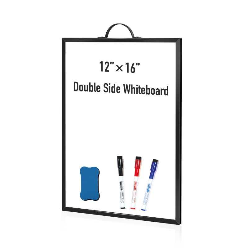 Photo 1 of DumanAsen Magnetic Whiteboard, 12" x 16" Small White Board for Wall, Portable Aluminum Frame Double Sided Whiteboard with Handle