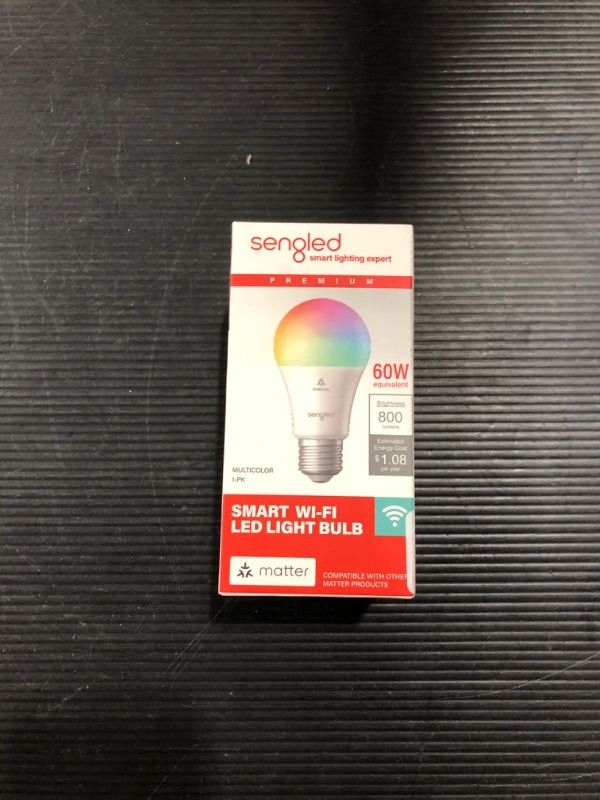 Photo 2 of Sengled LED Smart Light Bulb (A19), Matter-Enabled, Multicolor, Works with Alexa, 60W Equivalent, 800LM, Instant Pairing, 2.4 GHz, Wi-Fi, 1-Pack