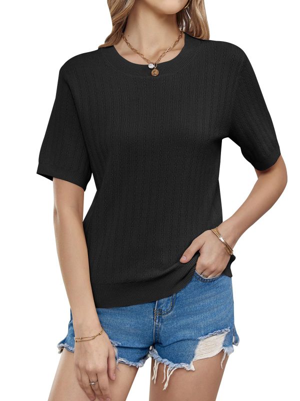 Photo 1 of Tankaneo Womens Short Sleeve Knit T Shirtt, Black