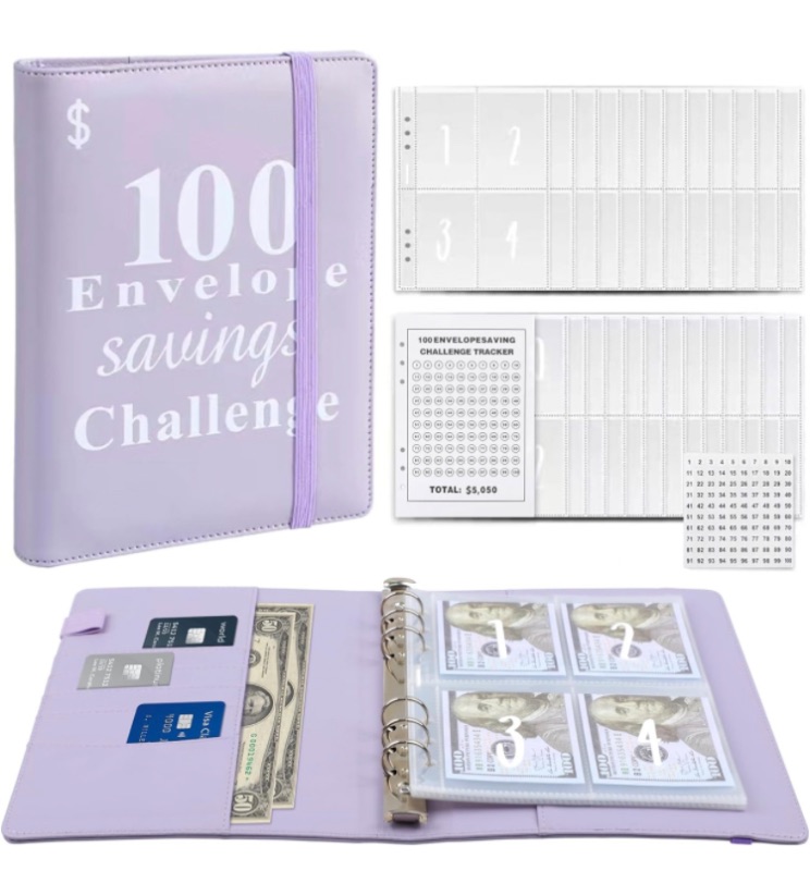 Photo 1 of 100 Envelopes Money Saving Challenge Book,A5 Budget Binder with Cash Envelopes, Book of Saving Money-Easy & Fun Way to Save $5,050