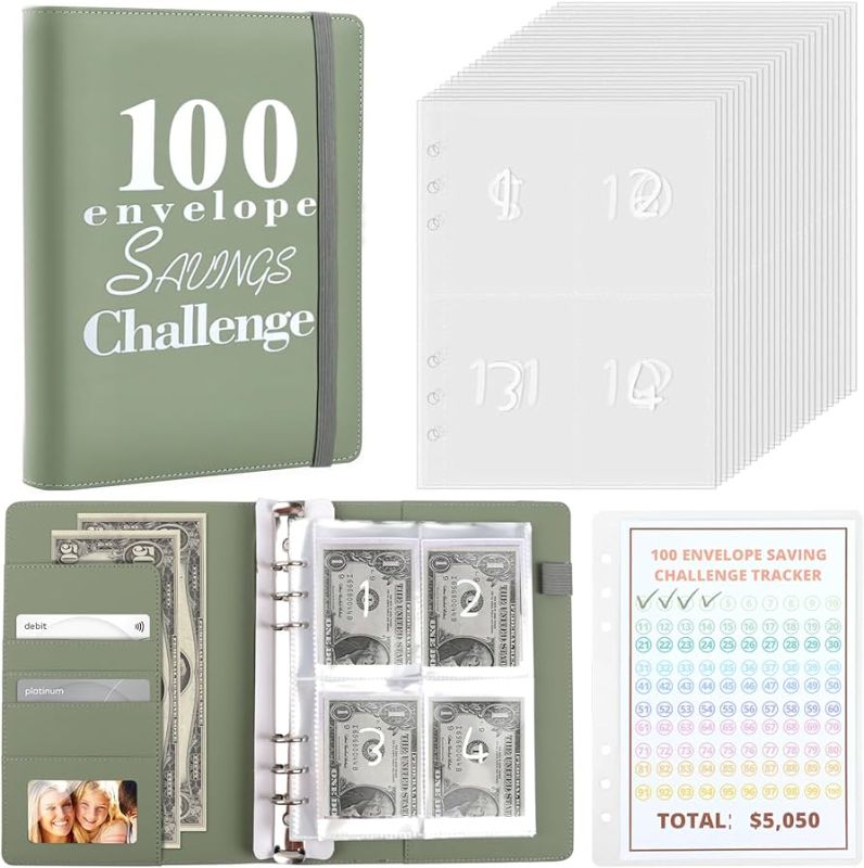 Photo 1 of 100 Envelopes Money Saving Challenge Book,A5 Budget Binder with Cash Envelopes, Book of Saving Money-Easy & Fun Way to Save $5,050