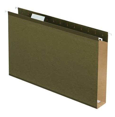 Photo 1 of Pendaflex Extra Capacity Reinforced Hanging File Folders, Legal Size, Standard Green, 1/5 Cut, 25/BX (4153x2) 2" File Folders 