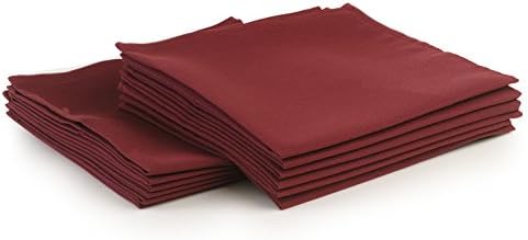 Photo 1 of YOURTABLECLOTH Cloth Dinner Napkins 100% Spun Polyester with Hemmed Edges 20x 20 Set of 12 (Burgundy)