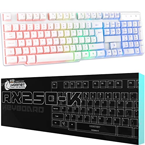 Photo 1 of Orzly White Gaming Keyboard RGB USB Wired Rainbow Keyboard Designed for PC Gamers