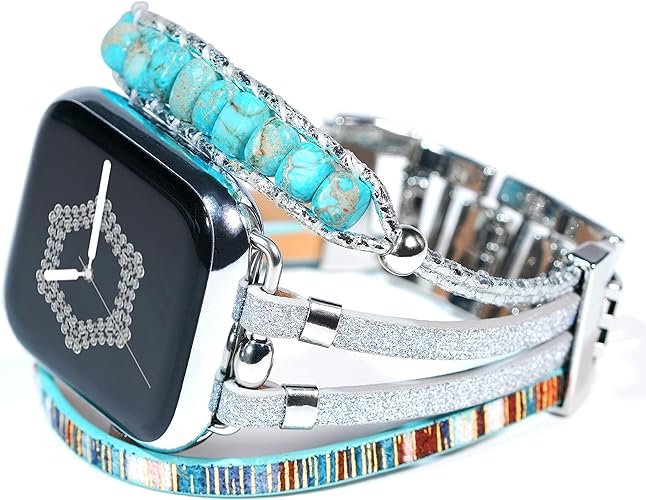 Photo 1 of DamonLight Beaded Boho Watch Bracelet Band Compatible with Apple Watch Band Women 38mm 40mm 41mm, Compatible for iWatch Series Ultra 8 7 6 5 4 3 2 6 1 SE
