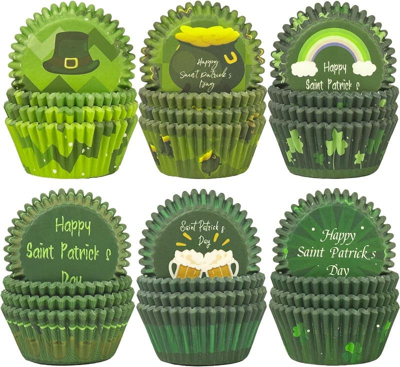 Photo 1 of qiqee Saint Patrick 300-Count Cupcake Liners Standard Cupcake Cups 6 Design Cupcake Papers Baking Cups Cupcake Wrappers (Standard Size) 