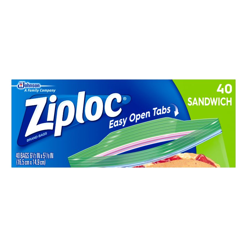 Photo 1 of Ziploc Resealable Sandwich Bags, 1.2 Mil, 6.5" X 5.88", Clear, 40/box ( SJN315882BX )

