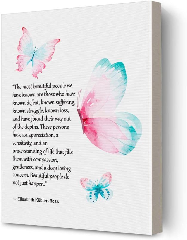 Photo 1 of Inspirational Quote Butterflies Framed Canvas Wall Art, the Most Beautiful People Print Paintings Positive Poster "12 x 15" Wall Decor for Home Office
