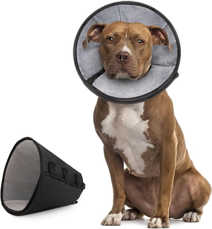 Photo 1 of Marnonsis Soft Dog Cone for Large Dogs, Thicken Dog Cone Alternative After Surgery, Comfortable Cone for Dogs After Surgery Prevent Licking, Reflective Elizabethan Collar for Medium and Large Dogs 