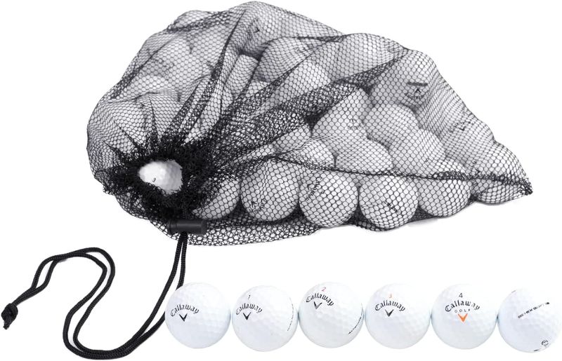 Photo 1 of Clean Green Golf Balls for Callaway Golf Balls Brand Mix - Recycled & Used Golf Balls Bulk in Good Condition - Includes 48 Recycled Golf Balls and Mesh Carrying Bag 