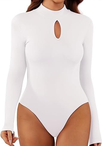 Photo 1 of MANGOPOP Body Suits for Womens Long Sleeve Bodysuit Tops XSmall