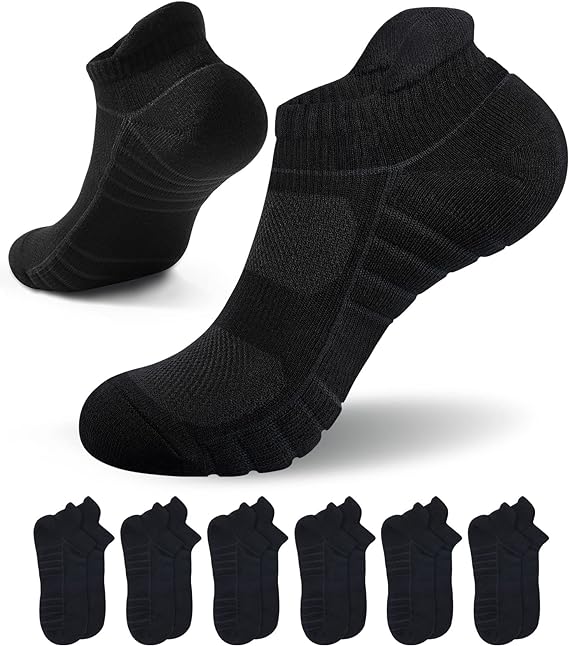 Photo 1 of 6 Pairs Men Socks Cushioned Ankle Durable Cotton Socks Thick Low Cut for Sport Running Basketball Football L 06-M