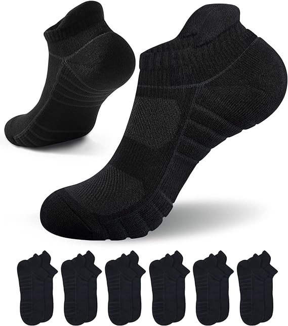 Photo 1 of 6 Pairs Men Socks Cushioned Ankle Durable Cotton Socks Thick Low Cut for Sport Running Basketball Football