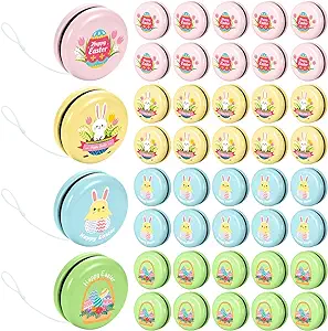 Photo 1 of Easter Gift Yo Yos for Kids 2 Inch Metal Yo Yos with Colorful Designs for Easter Basket Stuffers Goodie Bag Fillers Holiday Stocking Stuffers Classroom Prizes, 4 Style(24 Pcs)
