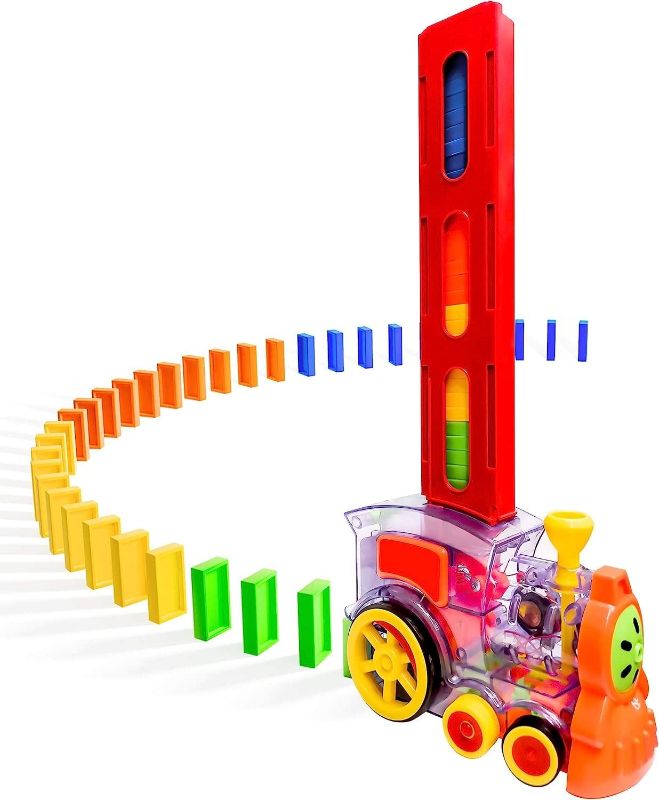 Photo 1 of POPUTOY Domino Train, Automatic Domino Blocks Building Set Plastic Kids Children Creative Toy Game Educational Play for 3-12 Year Old Boys and Girls (80pcs)