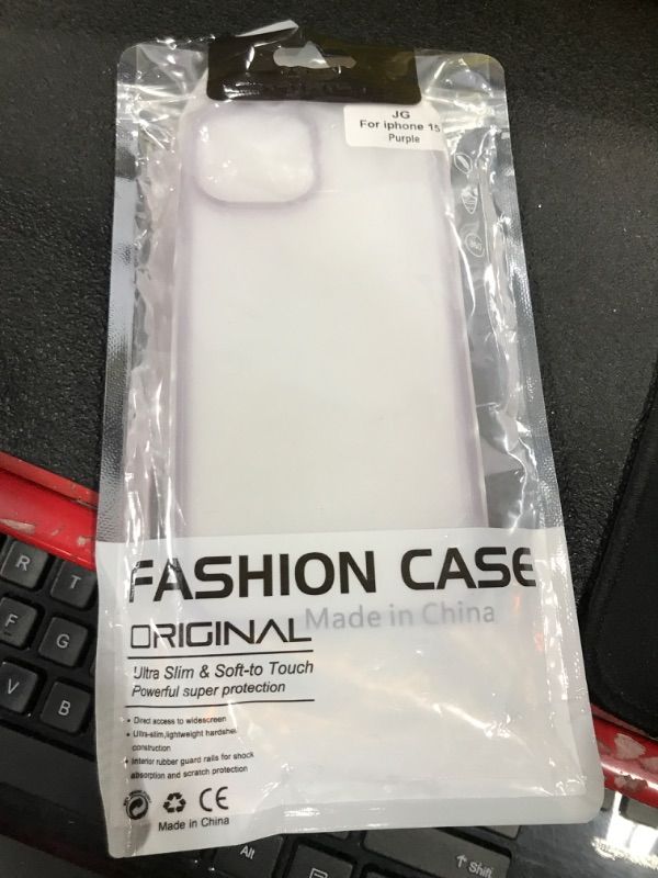 Photo 2 of PITIKAI Designed for iPhone 15 case,Transparent Anti Yellow,Shockproof and Scratch Resistant Back Panel(+Finger Buckle Bracket),Compatible with Wireless Charging(Purple)