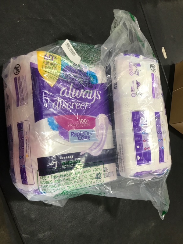 Photo 1 of Always Discreet Ultimate Extra Protection Incontinence & Postpartum Pads with Rapid Dry, 42 Count x Pack of 2 (84 Count Total)