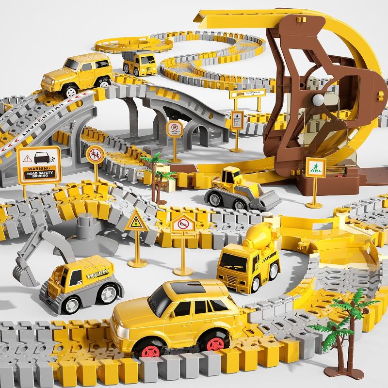 Photo 1 of iHaHa 299 PCS Construction Race Tracks Boys Toys, 6 PCS Engineering Cars and Flexible Race Track Playset Create A Engineering Road Gifts Toys for 3 4 5 6 Year Old Boys Kids
