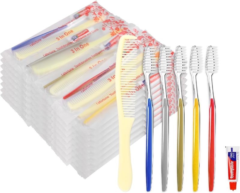 Photo 1 of 20 Pack Disposable Toothbrushes with Toothpaste and Comb for Homeless Individually Wrapped-Suitable for Hotel,Air Bnb,Shelter/Homeless/Nursing Home/Charity(?20 pcs?)
