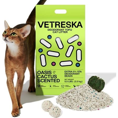 Photo 1 of VETRESKA Tofu Cat Litter Natural Pretty Kitty Litter Flushable Clumping Cat Litter Pellets Cactus