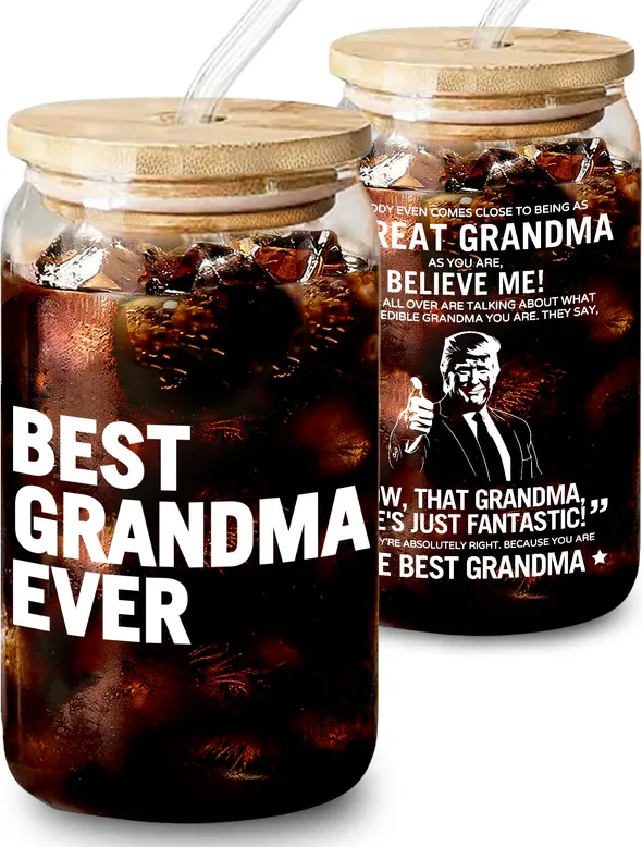 Photo 1 of KEDRIAN GRANDMA Glass Cup 16oz, Best Grandma Ever Coffee Glass