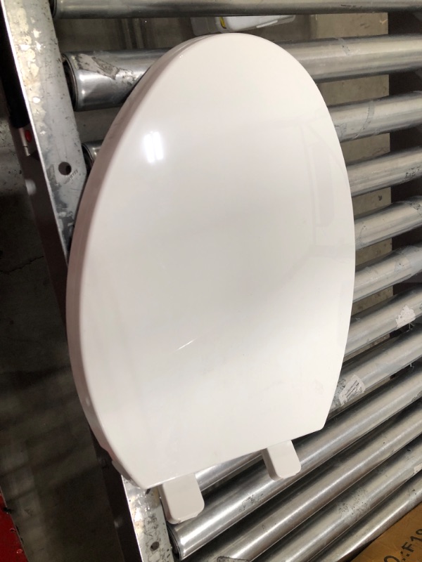 Photo 2 of Toilet Seat Elongated with Cover Soft Close, Easy to Install, Plastic, White, Suitable to Elongated or Oval Toilets