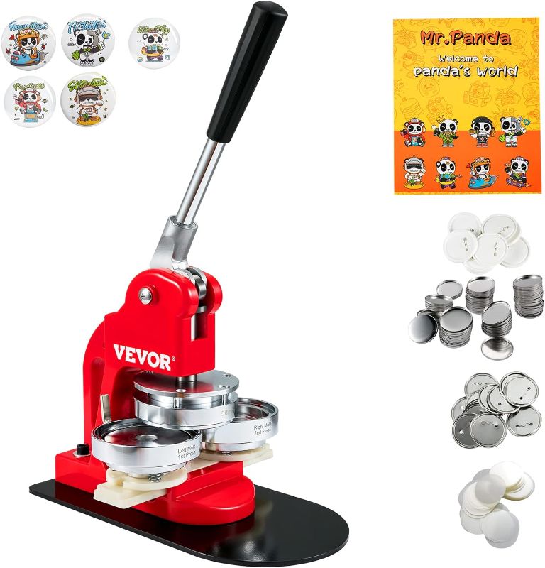 Photo 1 of VEVOR Button Maker Machine 2.25in 58mm Button Badge Maker Punch Press Machine with 500 Pcs Circle Button Parts and Circle Cutter (58MM 500P)
