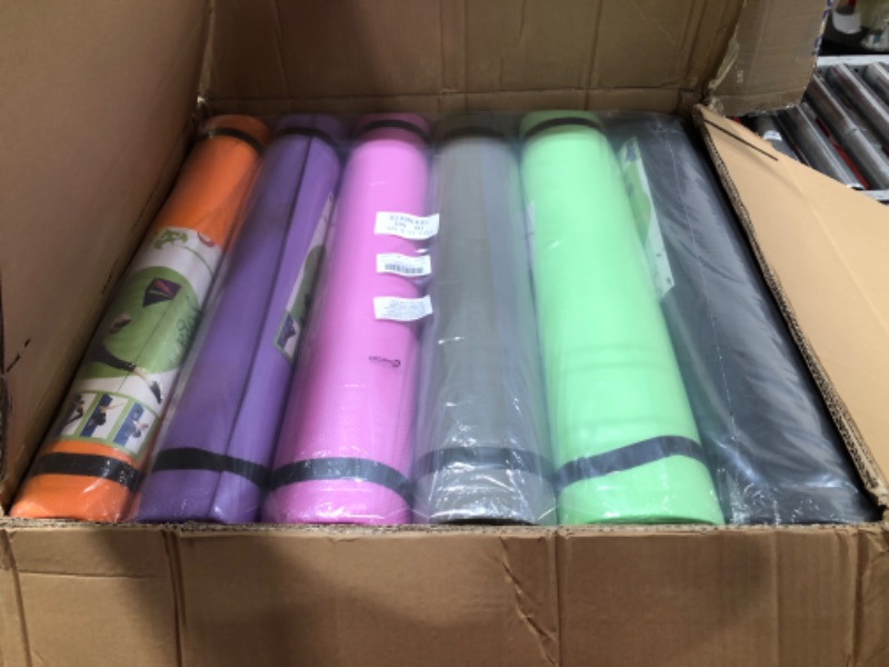 Photo 2 of Nuanchu 24 Pieces Yoga Mats Set Yoga Mats Bulk and Knee Pad with Carrying Straps 72'' x 24'' x 5 mm Thick Exercise Mat Colorful Non Slip Fitness Mats for Men Women Yoga Class Gym Fitness