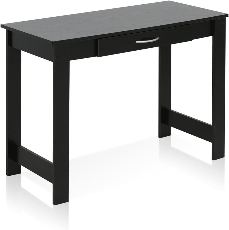 Photo 1 of FURINNO Jaya Writing Desk For Residential Use With DrawerBlack, Blackwood, Large
