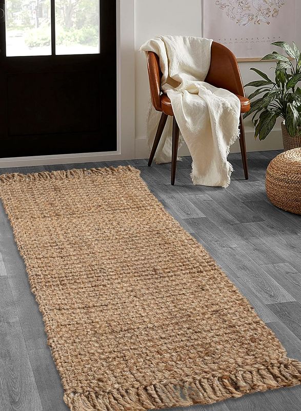 Photo 1 of Hausattire Hand Woven Jute Runner Area Rug 2'x5' - Natural,Reversible Farmhouse Boho Rustic Area Runner Rugs for Hallway, Kitchen,Living Room,Bedroom|Decorative Floor Rugs-24x60 Inches
