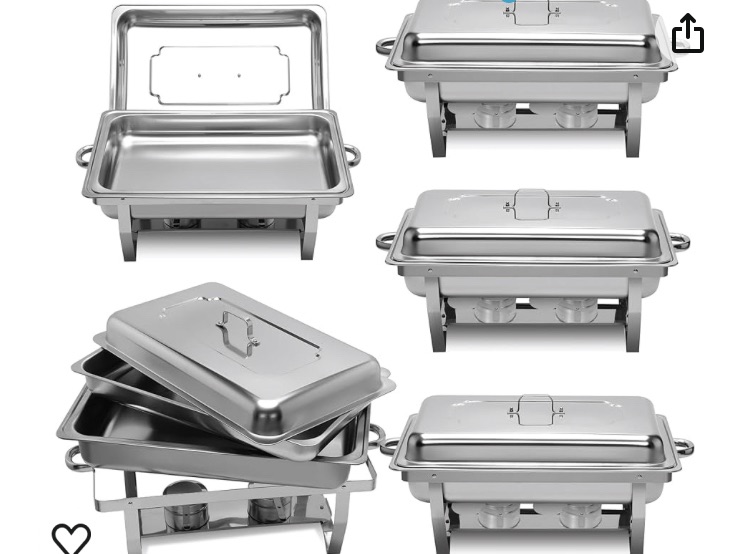 Photo 1 of 4 Pack Chafing Dish Set with Full Size Food Pan, Stainless Steel Chafer Food Warmer, Complete Set